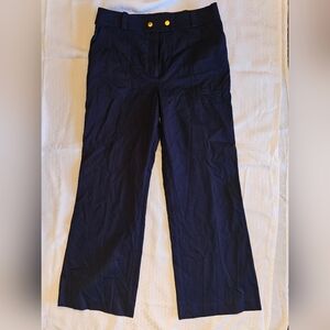 Tory Burch Navy Blue‎ Wide Leg Pants • Gold Button Detail • Women's Size 8